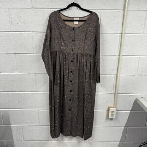 Vintage 90s Moda International Size L Midi Dress Floral Cottagecore Country USA